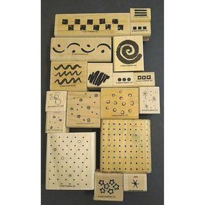 Stampin' Up Rubber Ink Stamp Lot Backgrounds Stars Waves Swirls Dots Snowflakes